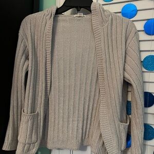 Peek Cream Ribbed Knit Cardigan Sweater